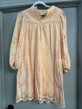 Universal Thread Peach Eyelet Long Sleeve Dress